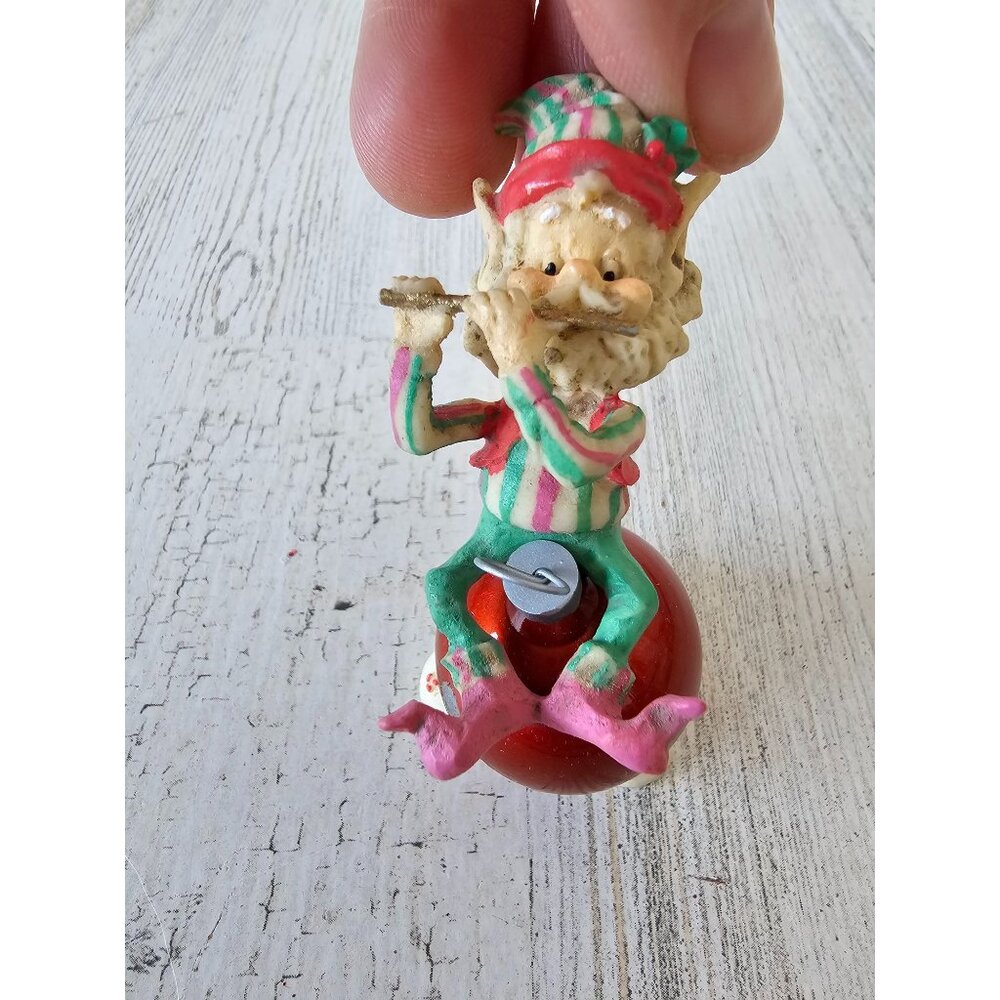 Enesco tiddles ornament elf fiddle vintage figurine 1990 ziminecki‎ Xmas decor